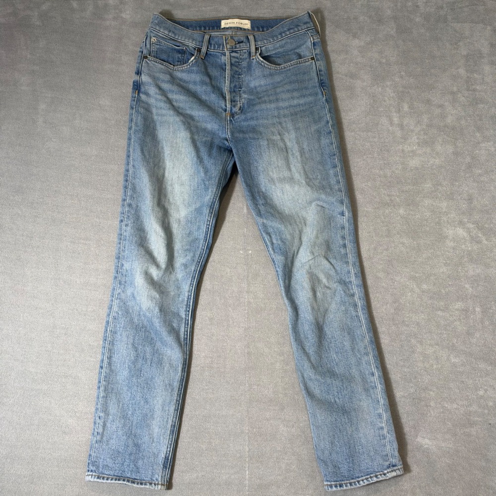 Denim Forum The Yoko High Rise Slim Jeans Light Wash Blue Organic Cotton Size 29